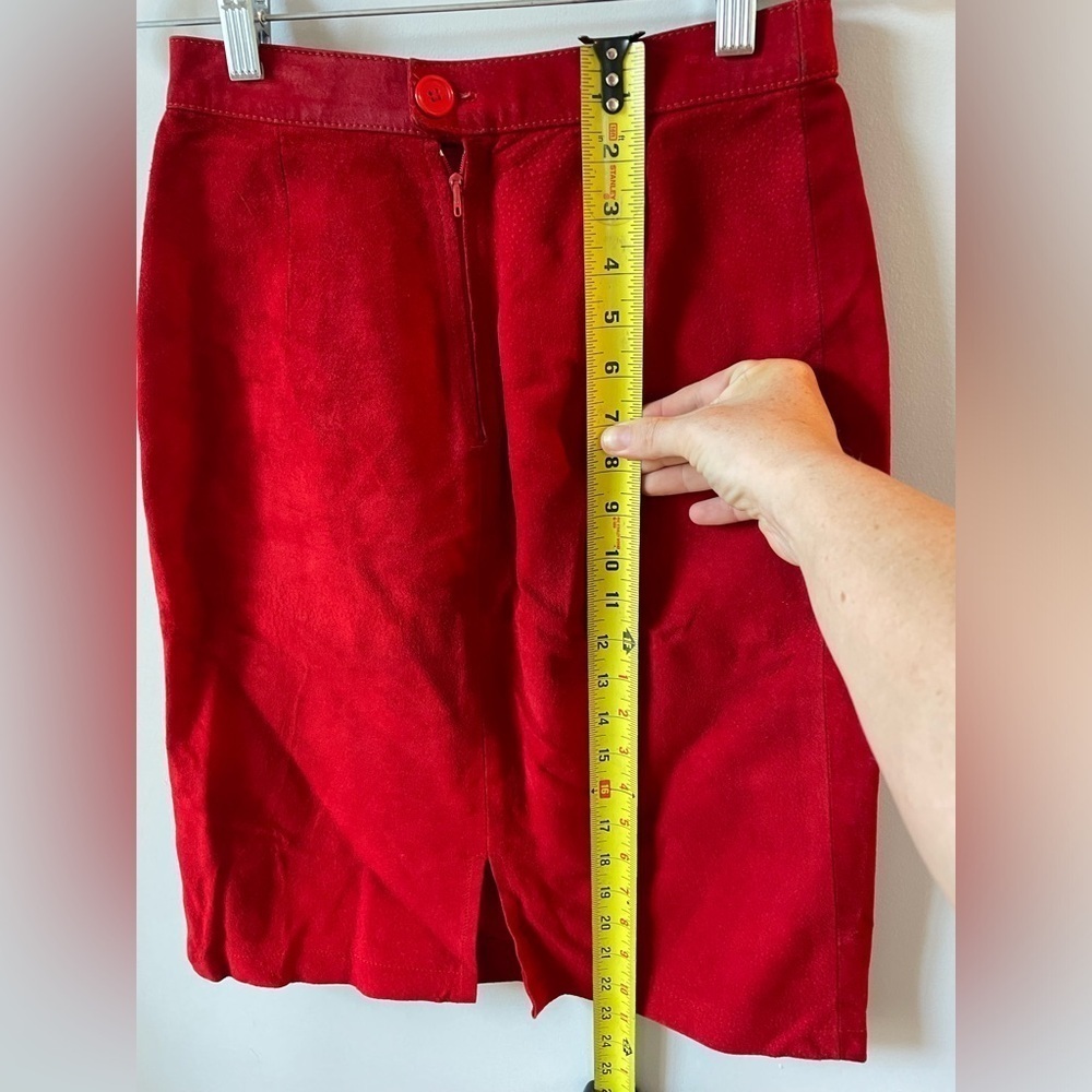 Vintage leather skirt, Carla New York, women’s 6, red mini/midi pencil skirt EUC - Picture 3 of 8